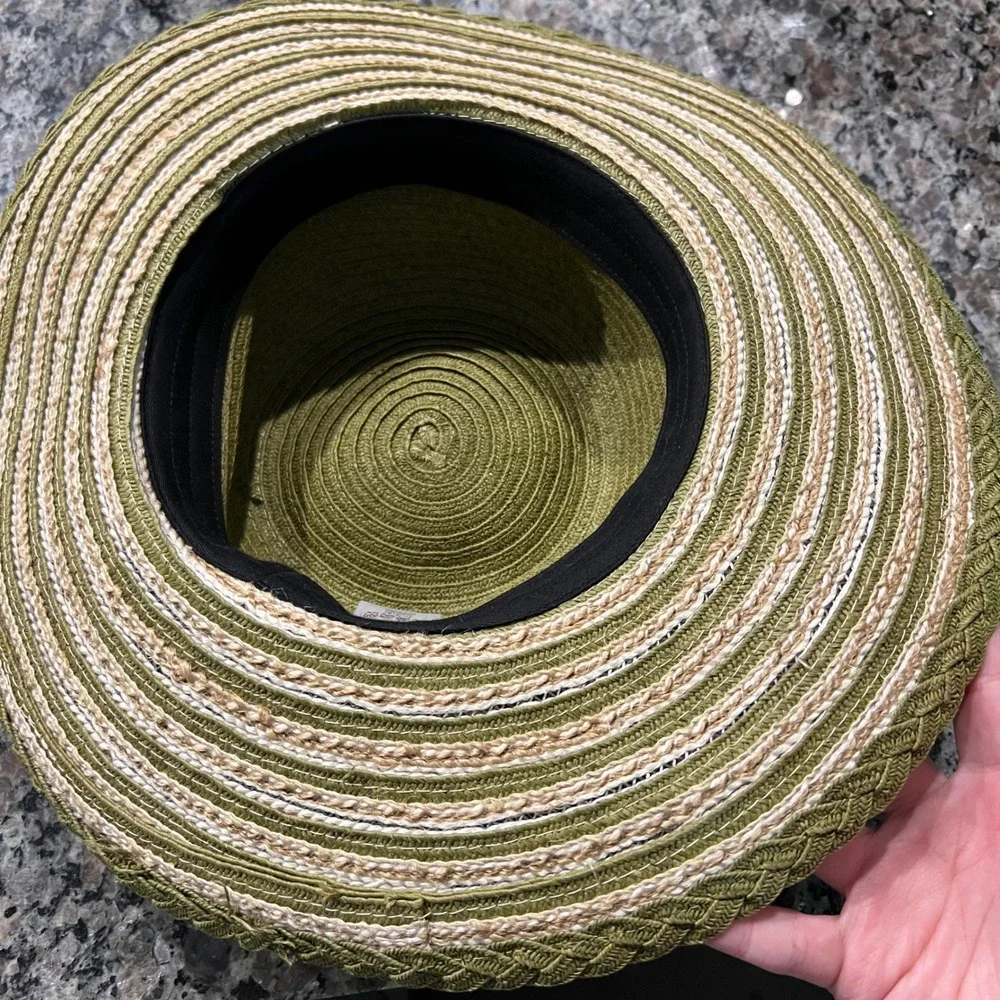 Grace‎ Hats Womens Sun Hat Wide Brim Striped Green One Size
